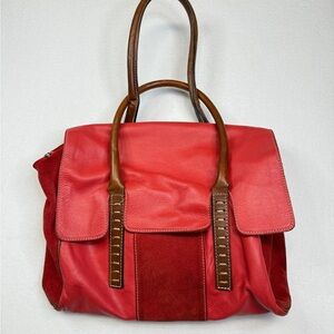 Leather made in Italy Red and Brown Shoulder Bag